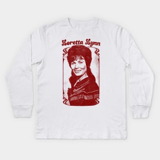 Loretta Lynn // Retro Style Fan Art Design Kids Long Sleeve T-Shirt